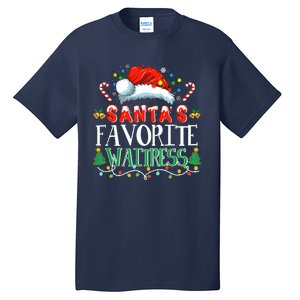 Santas Favorite Waitress Christmas Party Pajama Santa Hat Tall T-Shirt