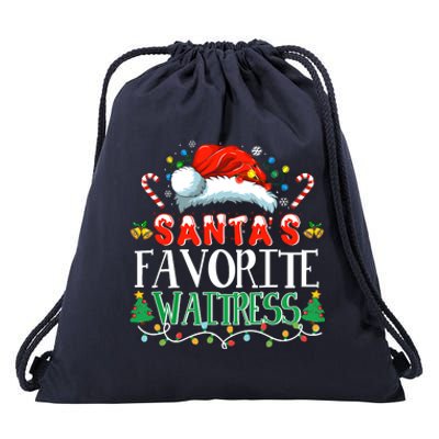 Santas Favorite Waitress Christmas Party Pajama Santa Hat Drawstring Bag