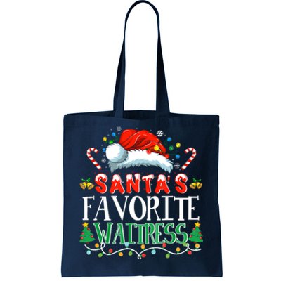 Santas Favorite Waitress Christmas Party Pajama Santa Hat Tote Bag