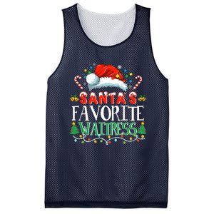 Santas Favorite Waitress Christmas Party Pajama Santa Hat Mesh Reversible Basketball Jersey Tank