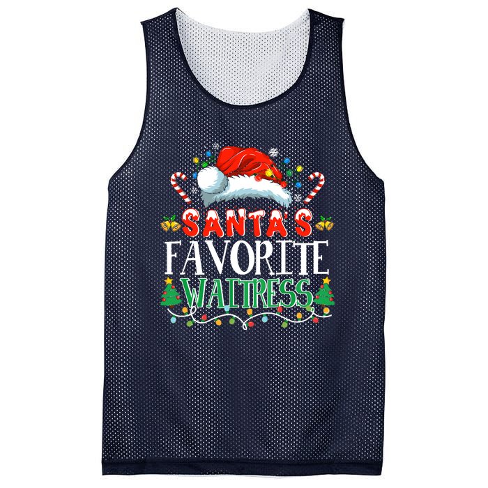 Santas Favorite Waitress Christmas Party Pajama Santa Hat Mesh Reversible Basketball Jersey Tank