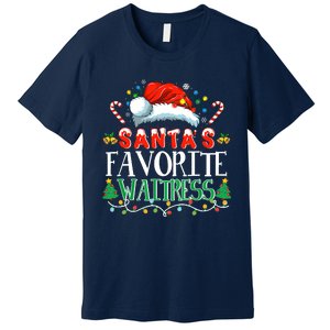 Santas Favorite Waitress Christmas Party Pajama Santa Hat Premium T-Shirt