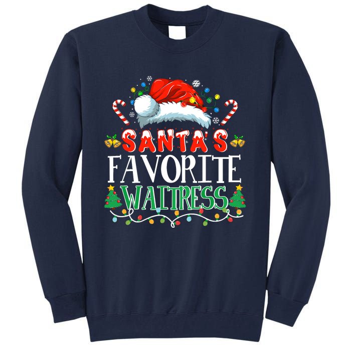 Santas Favorite Waitress Christmas Party Pajama Santa Hat Tall Sweatshirt