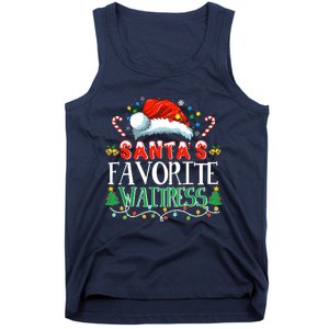 Santas Favorite Waitress Christmas Party Pajama Santa Hat Tank Top