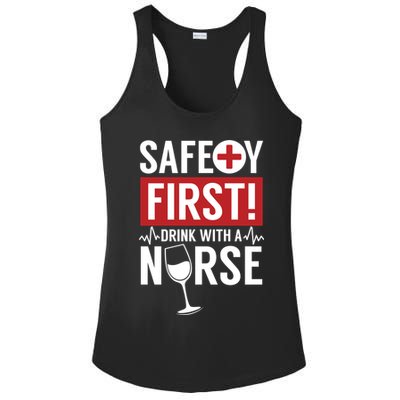 Safety First With A Nurse Medical Emergency Gift Ladies PosiCharge Competitor Racerback Tank