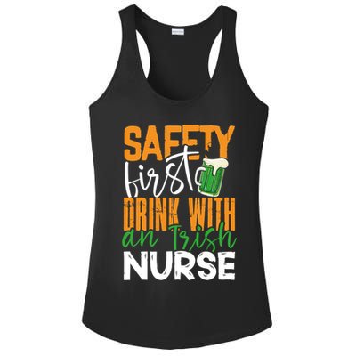 Safety First With Irish Nurse Funny St Patrick's Day Gift Ladies PosiCharge Competitor Racerback Tank