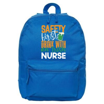 Safety First With Irish Nurse Funny St Patrick's Day Gift 16 in Basic Backpack