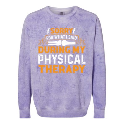 Sorry For What I Said During My Physical Therapy Knee Gift Colorblast Crewneck Sweatshirt