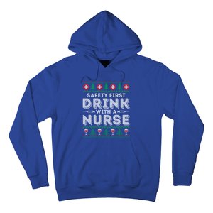 Safety First With Nurse Funny Ugly Christmas Ing Gift Hoodie