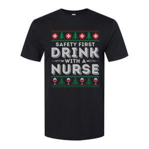 Safety First With Nurse Funny Ugly Christmas Ing Gift Softstyle CVC T-Shirt