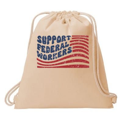Support Federal Workers Flag Drawstring Bag