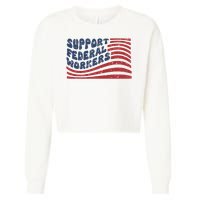 Support Federal Workers Flag Cropped Pullover Crew