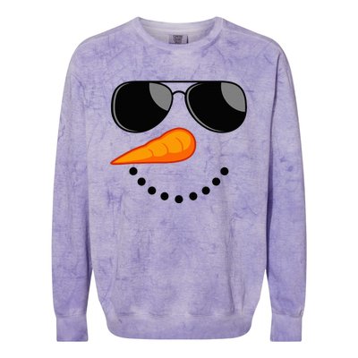 Snowman Face Winter Funny Family Christmas Colorblast Crewneck Sweatshirt