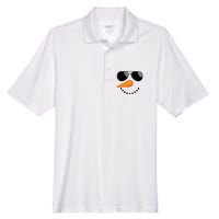 Snowman Face Winter Funny Family Christmas Men's Origin Performance Piqué Polo