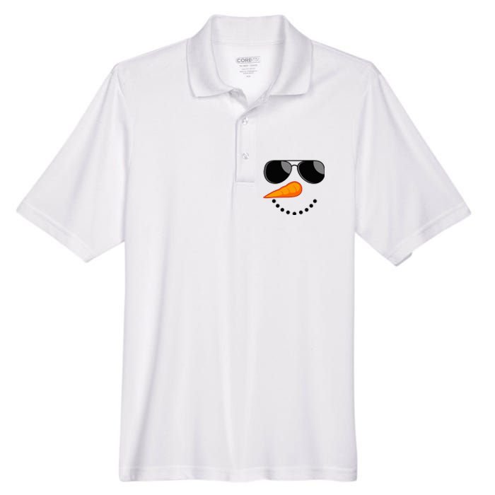 Snowman Face Winter Funny Family Christmas Men's Origin Performance Piqué Polo