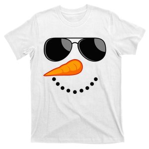 Snowman Face Winter Funny Family Christmas T-Shirt