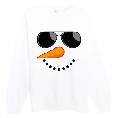 Snowman Face Winter Funny Family Christmas Premium Crewneck Sweatshirt