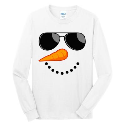 Snowman Face Winter Funny Family Christmas Tall Long Sleeve T-Shirt