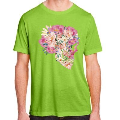 Skull Floral Watercolor Art Adult ChromaSoft Performance T-Shirt