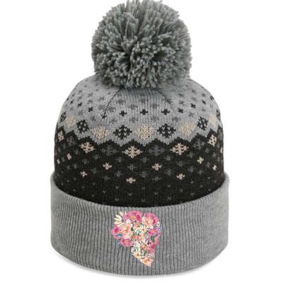 Skull Floral Watercolor Art The Baniff Cuffed Pom Beanie