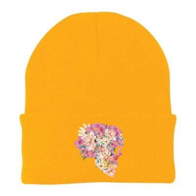 Skull Floral Watercolor Art Knit Cap Winter Beanie