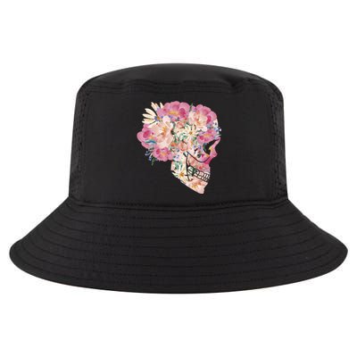 Skull Floral Watercolor Art Cool Comfort Performance Bucket Hat