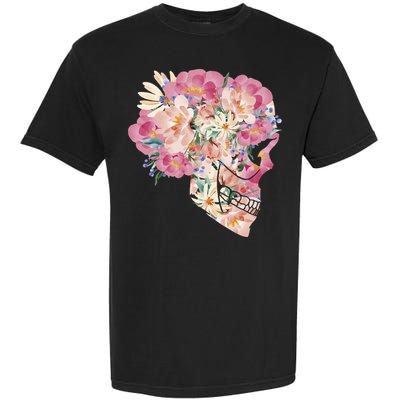 Skull Floral Watercolor Art Garment-Dyed Heavyweight T-Shirt