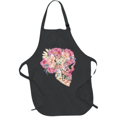 Skull Floral Watercolor Art Apron