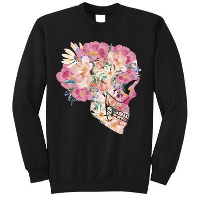 Skull Floral Watercolor Art Sweatshirt