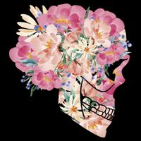 Skull Floral Watercolor Art T-Shirt