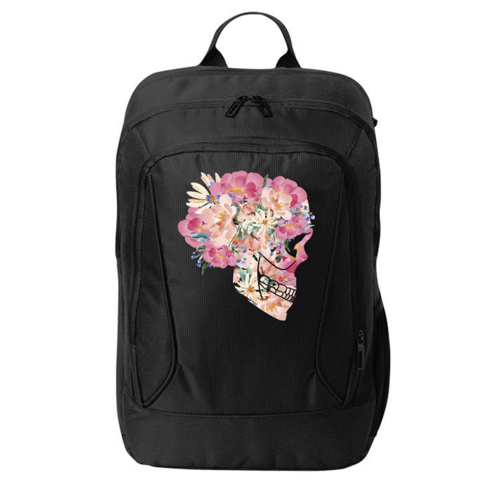 Skull Floral Watercolor Art City Backpack