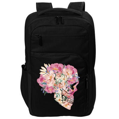 Skull Floral Watercolor Art Impact Tech Backpack