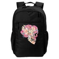 Skull Floral Watercolor Art Daily Commute Backpack