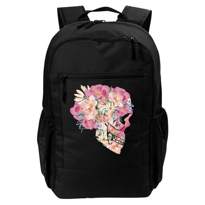 Skull Floral Watercolor Art Daily Commute Backpack