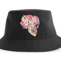 Skull Floral Watercolor Art Sustainable Bucket Hat