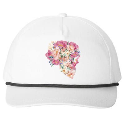 Skull Floral Watercolor Art Snapback Five-Panel Rope Hat