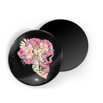 Skull Floral Watercolor Art Magnet