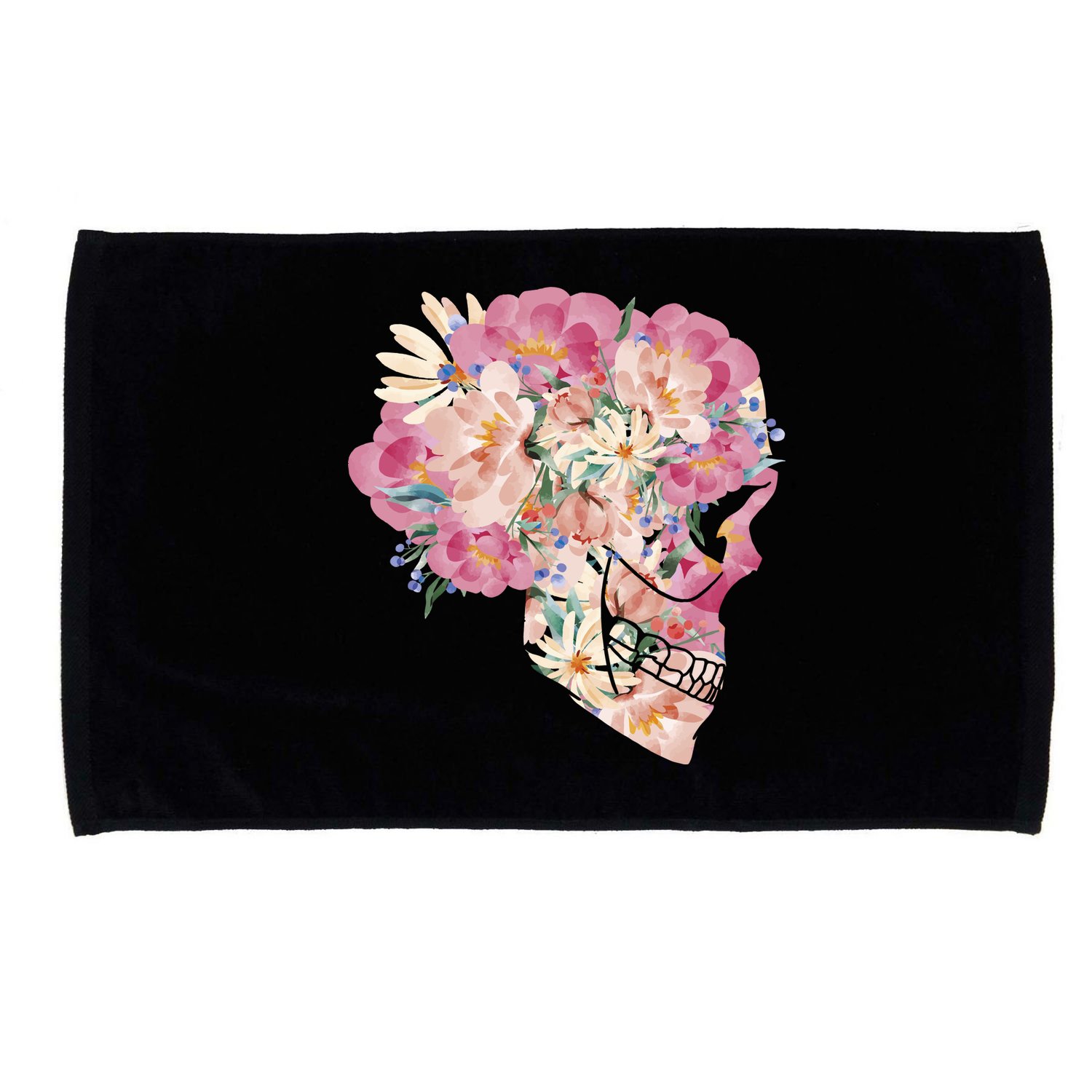 Skull Floral Watercolor Art Microfiber Hand Towel