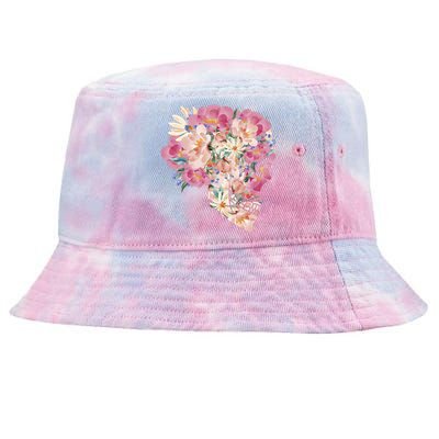 Skull Floral Watercolor Art Tie-Dyed Bucket Hat