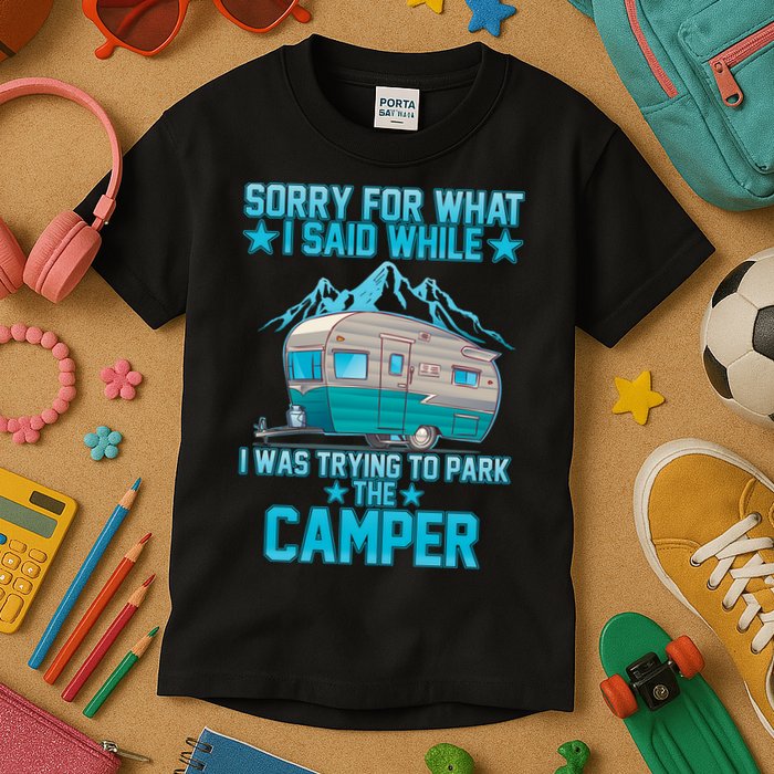 Sorry For What I Said While I Was Trying To Park The Camper Kids T-Shirt