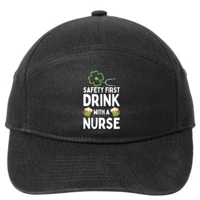 Safety First With A Nurse Beer Lovers St Patricks Day Cool Gift 7-Panel Snapback Hat