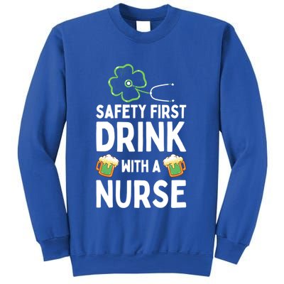 Safety First With A Nurse Beer Lovers St Patricks Day Cool Gift Sweatshirt