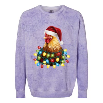 Santa Funny Xmas Tree Chicken Hilarious Christmas Colorblast Crewneck Sweatshirt