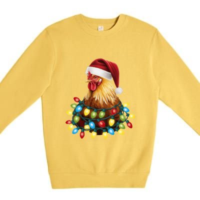 Santa Funny Xmas Tree Chicken Hilarious Christmas Premium Crewneck Sweatshirt