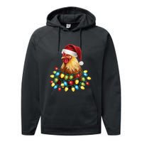 Santa Funny Xmas Tree Chicken Hilarious Christmas Performance Fleece Hoodie