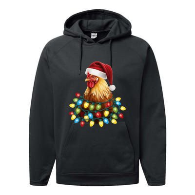 Santa Funny Xmas Tree Chicken Hilarious Christmas Performance Fleece Hoodie