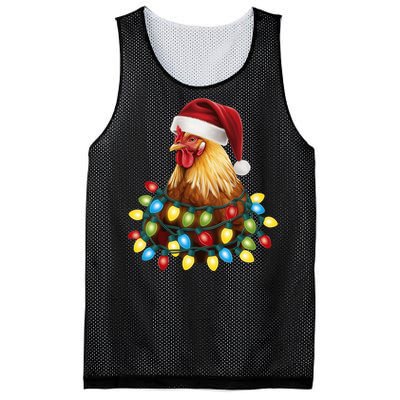 Santa Funny Xmas Tree Chicken Hilarious Christmas Mesh Reversible Basketball Jersey Tank