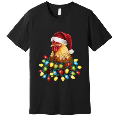 Santa Funny Xmas Tree Chicken Hilarious Christmas Premium T-Shirt