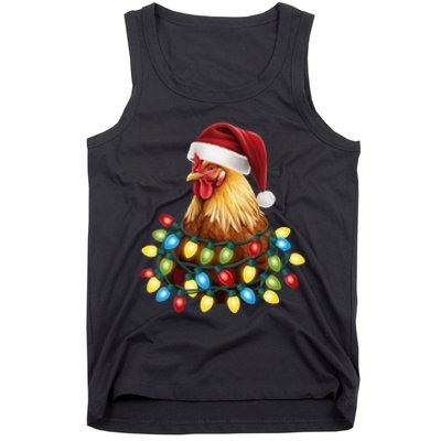 Santa Funny Xmas Tree Chicken Hilarious Christmas Tank Top