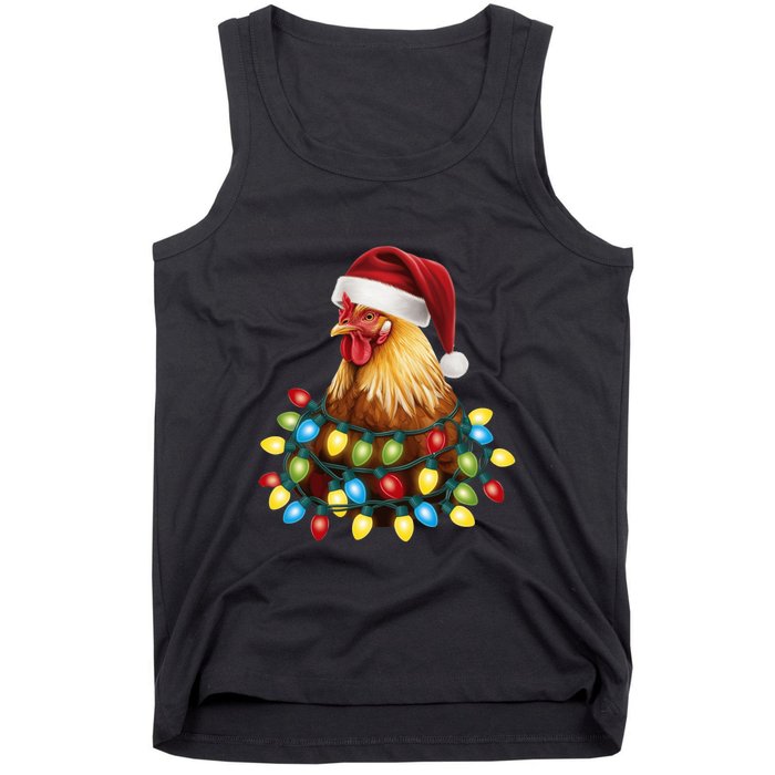 Santa Funny Xmas Tree Chicken Hilarious Christmas Tank Top